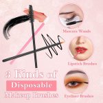 Disposable Makeup Applicators Kit with Triangle Makeup Puff Makeup Mixing Palette Makeup Artist Supplies Disposable Mascara Wands, Lip Brushes, Hair Clips Powder Puffs for Face with Storage Box - Image 5